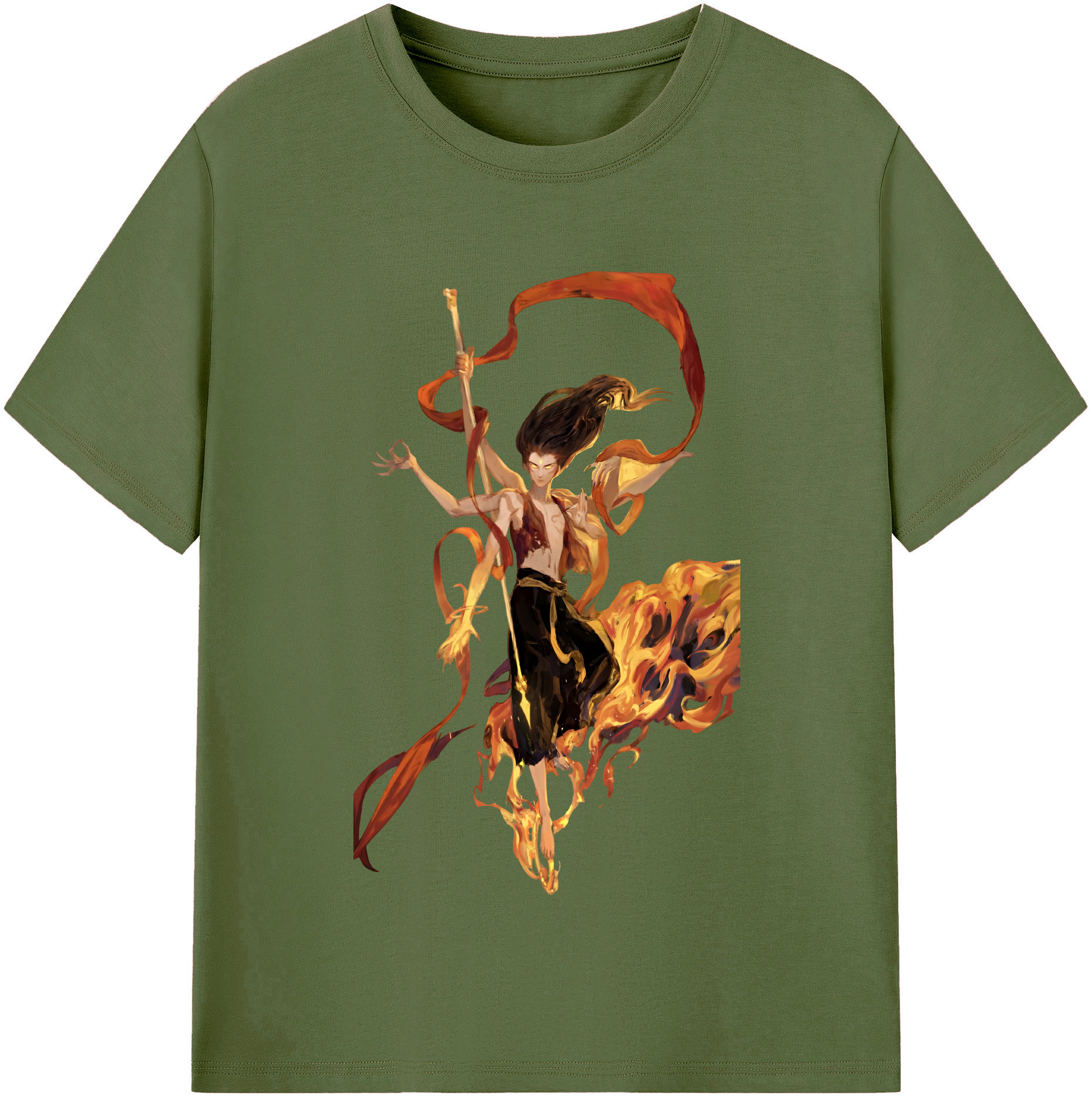 （画像用） Ne Zha 2 ナタ 魔童の大暴れ 綿100％半袖Tシャツ（フロントプリント）